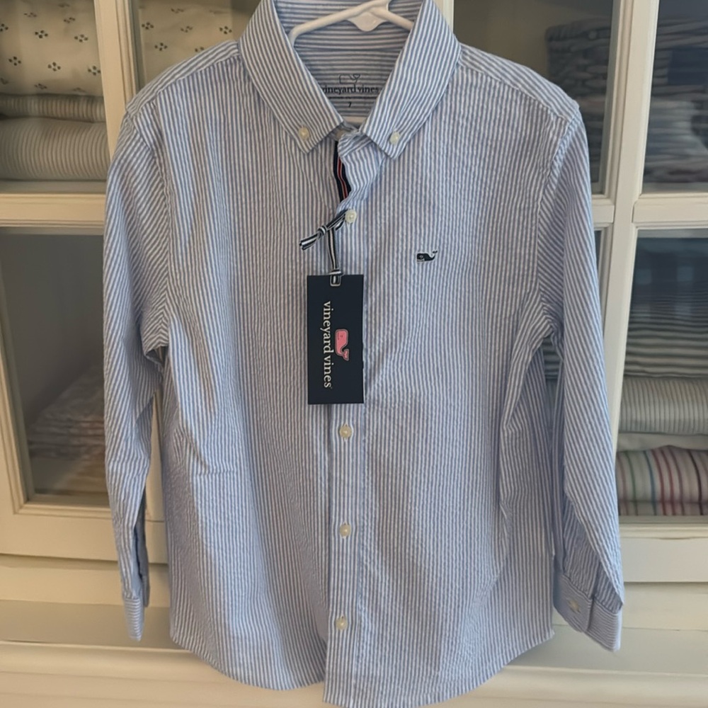 Vineyard Vines boys Blue Striped Shirt NWT 💙